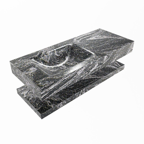 MONDIAZ ALAN - DLUX Badkamermeubelset - 110cm - planchet met vrijhangende wastafel - wasbak links - 1 kraangat - Lava SW809021