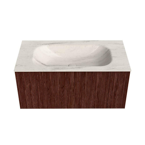 MONDIAZ KURVE-DLUX Meuble de salle de bains 90cm couleur Ruby avec 1 tiroir et 0 porte. Lavabo BIG SMALL Central 1 trou de robinet Meli. SW1432043