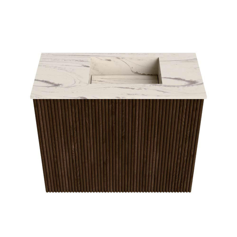 Mondiaz JOYA-DLUX Meuble de toilette 50cm - couleur Walnut - Vasque FAYE position Droite 1 trou de robinet couleur Nata. SW1424487