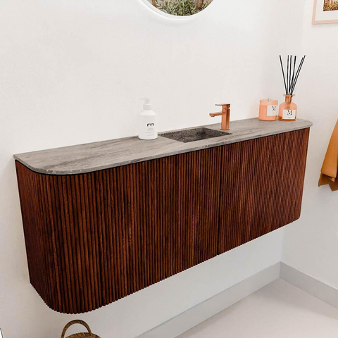 Mondiaz JOYA-DLUX 113.2cm toiletmeubel - ronding links en rechts kleur Ruby - Wastafel FAYE positie Midden 1 kraangat kleur Oza. SW1425556