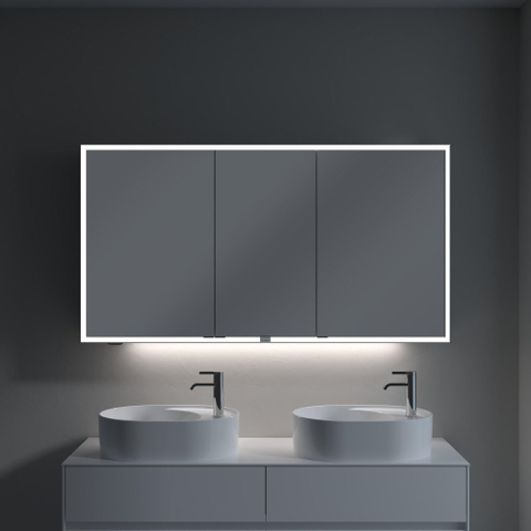 Villeroy & Boch My View Now spiegelkast - met 3 deuren - met led verlichting en wastafelverlichting - 140x75x16.8cm - met in/uit schakelaar - Aluminium (zilver) SW701121