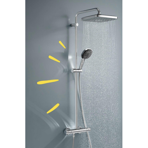 Grohe Vitalio Comfort 250 Douchesysteem - thermostatisch - hoofddouche 1 straalsoort - handdouche 2 straalsoorten - chroom SW1028082