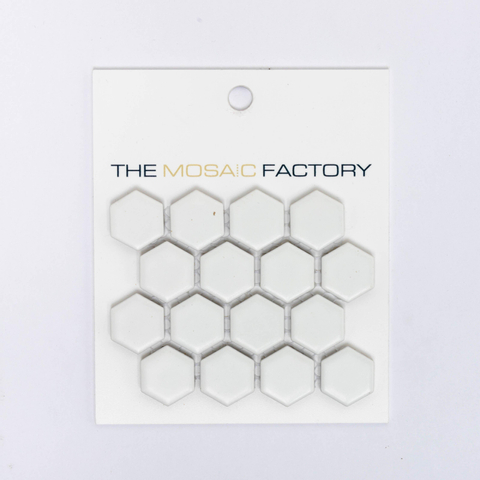ÉCHANTILLON The Mosaic Factory Barcelona carreau mosaïque 2,3x2,6x0,5cm pour mur et sol pour intérieur et extérieur Hexagone Céramique Blanc SW861965