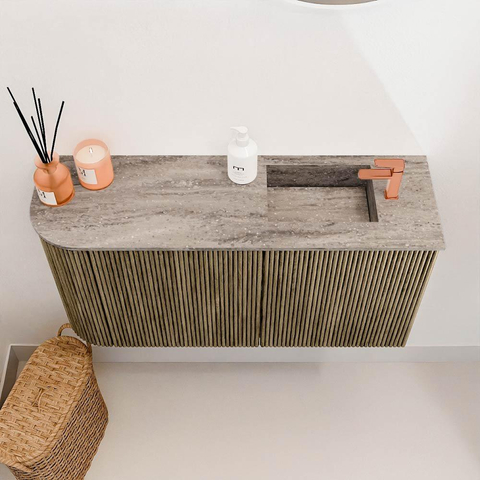 Mondiaz JOYA-DLUX 81.6cm toiletmeubel - ronding links kleur Dusk - Wastafel FAYE positie Rechts 1 kraangat kleur Oza. SW1426006