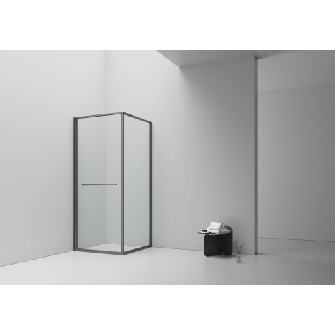 Aloni Inslide Cabine de douche - 90x90x200cm - verre de sécurité - 6mm - réversible - gunmetal SW1418693