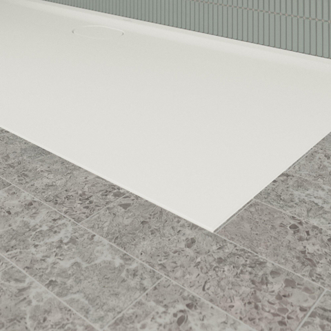 Villeroy & Boch Ecora douchebak - 180x80x3.5cm - afvoer lange zijde - stone white (wit) SW1558897