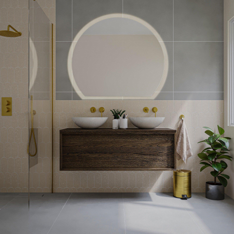 Saniclass Holz Frame Meuble sous lavabo - 120x45x40cm - 1 tiroir - Chêne charcoal SW1420773