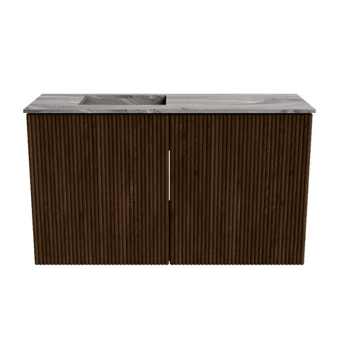Mondiaz JOYA-DLUX 70cm toiletmeubel - kleur Walnut - Wastafel FAYE positie Links 1 kraangat kleur Sombra. SW1424716