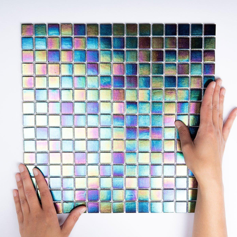 La Mosaic Factory Amsterdam carreau mosaïque - 32,2x32,2cm - carrelage mural et de sol - Carré - Verre Noir brillant SW62150