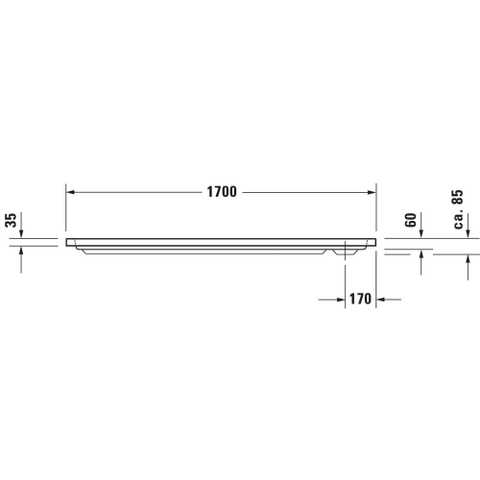 Duravit D-code Kunststof douchebak acryl rechthoekig - zonder paneel - 170x70cm - met afvoergat - diameter 90mm - wit 0295846