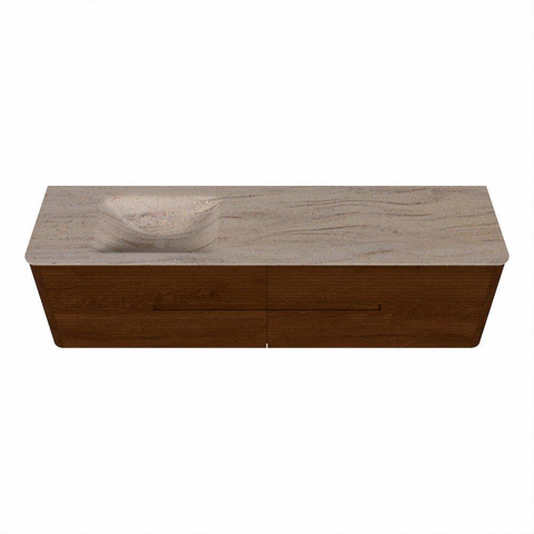 Mondiaz CIRO-DLUX Badkamermeubelset - 180x45x50cm - Solid surface wastafel Saba - 1 wasbak Links - 1 kraangat - 4 lades - Ruby SW1531948