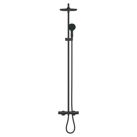 Grohe Vitalio Start Douchesysteem - badkraan thermostatisch - met aquadimmer - hoofddouche diameter 25cm - handdouche diameter 11cm - matte black (mat zwart) SW1126399