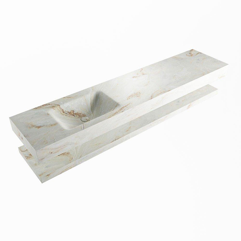 Mondiaz ALAN-DLUX Ensemble de meuble - 200cm - meuble Frappe mat - 0 tiroirs - Lavabo Cloud Frappe suspendu - vasque Gauche - 1 trou de robinet SW808955