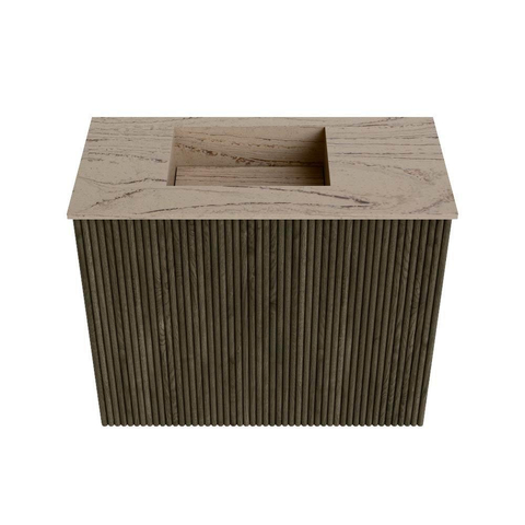 Mondiaz JOYA-DLUX Meuble de toilette 50cm - couleur Shadow - Vasque FAYE position Gauche Sans trou de robinet couleur Arena SW1424775