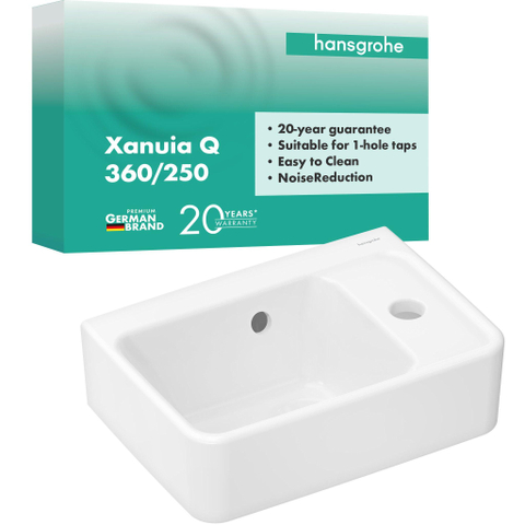 Hansgrohe Xanuia Q Wastafel/Fontein - 36x25cm - 1 kraangat - met overloop - glans wit SW1165060