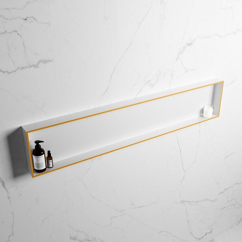 Mondiaz Easy nis 29.5x149.5x8cm voor Inbouw/opbouw 1 open vak Solid surface Talc/Ocher SW643733