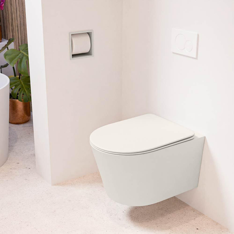 Mondiaz LAVIE WC suspendu – sans bride – 36 x 53 cm – avec abattant softclose – Linen (blanc cassé) SW1208652