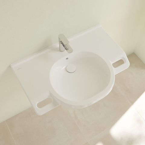 Villeroy & Boch Vicare O.novo Vita wastafel Vita - met 1 kraangat - met overloop - 80x55cm - White Alpine (glans wit) 1025045