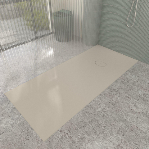 Villeroy & Boch Ecora douchebak - 180x80x4.5cm - afvoer korte zijde - almond (beige) SW1558969