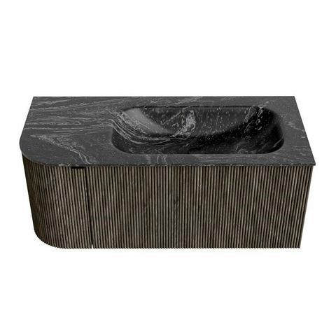 Mondiaz KURVE-DLUX Ensemble de meuble de salle de bains - 105x46x40cm - 1 tiroir - 1 porte - lavabo solid surface - à droite - 1 trou de robinet - Shadow SW1414664