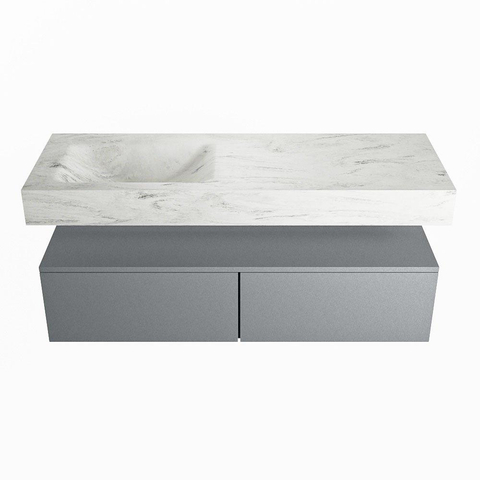 MONDIAZ ALAN - DLUX Badkamermeubelset - 130cm - onderkast - Plata - 2 lades - vrijhangende wastafel - wasbak links - 1 kraangat - Opalo SW806901
