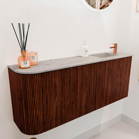 Mondiaz JOYA-DLUX 101.6cm toiletmeubel - ronding links kleur Ruby - Wastafel FAYE positie Rechts 1 kraangat kleur Glace. SW1423568