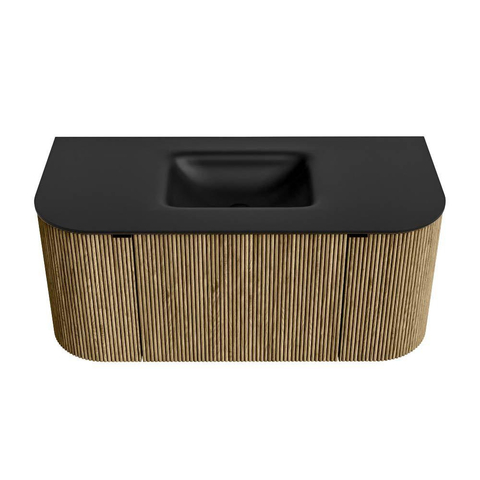Mondiaz KURVE Ensemble meuble de salle de bains - 100x46x40cm - 1 tiroir - 2 portes - vasque solid surface - centrale - sans trou de robinet - Dusk SW1415099