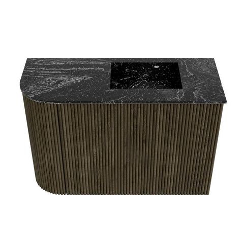 Mondiaz JOYA-DLUX Meuble de salle de bains 61,6cm - arrondi gauche couleur Shadow - Vasque FAYE position droite 1 trou de robinet couleur Lava SW1422851