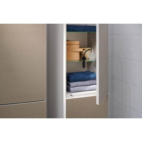 Hansgrohe Xevolos E Armoire haute - 176x40x37cm - 2 portes - façade patterned bronze - push to open - charnière à droite - sand matt beige SW995436