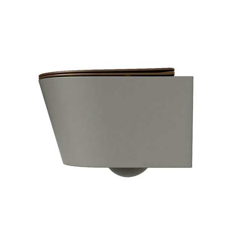 Mondiaz LAVIE hangtoilet – spoelrandloos – 36 x 53 cm – met softclose zitting – Smoke (lichtbruin), zitting Rust (bruin) SW1208707