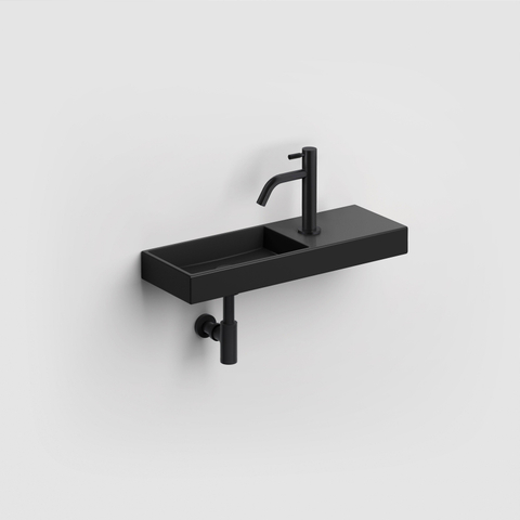 Clou Mini Wash Me lave-mains - 56x19x6cm - céramique - trou robinet droite - noir mat SW9317