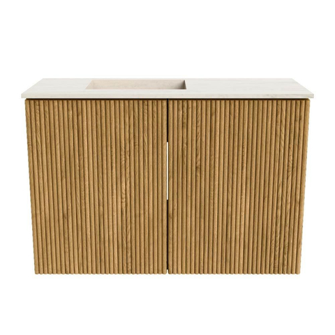 Mondiaz JOYA-DLUX 60cm toiletmeubel - kleur Oak - Wastafel FAYE positie Links Zonder kraangat kleur Meli. SW1423922