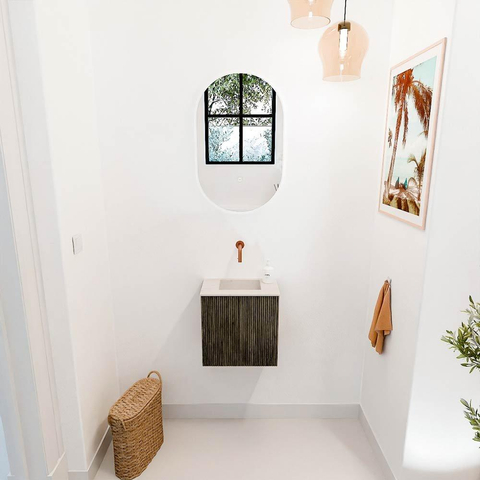 Mondiaz JOYA-DLUX 40cm toiletmeubel - kleur Shadow - Wastafel FAYE positie Midden Zonder kraangat kleur Meli. SW1424878