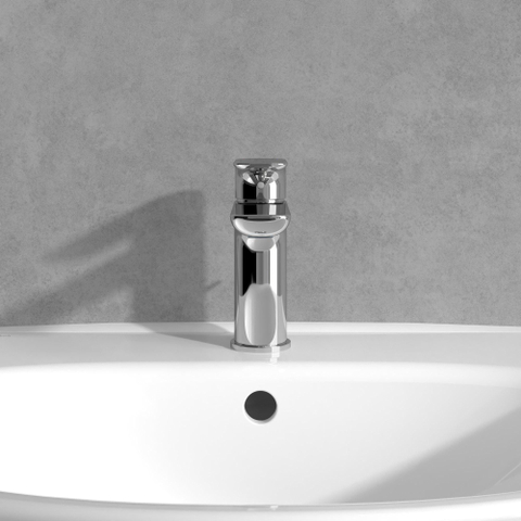 Villeroy & Boch O.novo 1 greeps wastafelkraan - met cool start functie - met waste - hoogglans chroom SW1148854