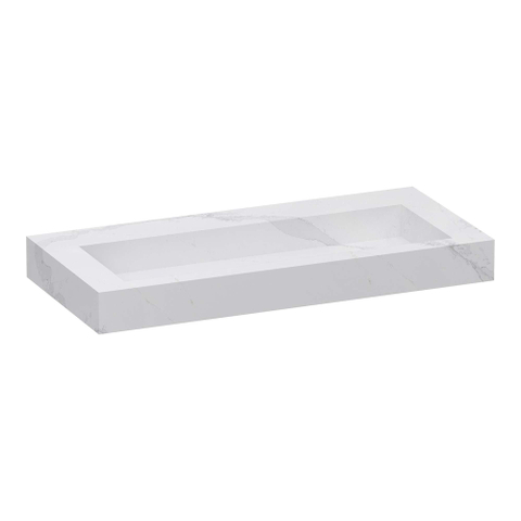 BRAUER Coral wastafel - 100x46x10cm - 1 wasbak - 0 kraangaten - composiet - marmerlook - Calacatta Gold SW1419158