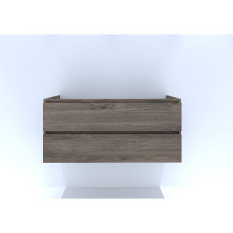 H&R Badmeubelen Infinity Wastafelonderkast - 120x44.8x55cm - 2 lades - greeploos - dubbele sifonuitsparing espresso SW529898