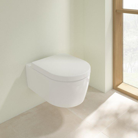 Villeroy & Boch Avento Pack WC - 37x31.5cm - direchtflush - à fond creux - abattant softclose et quickrelease - avec réservoir encastrable - plaque de commande noir mat - Blanc Alpin SW956266