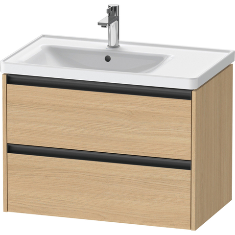 Duravit Ketho.2 Wastafelonderbouwkast - met 2 laden - voor waskom links - 78.4x45.5x54.9cm - met grepen antraciet - natuur eiken mat SW772791