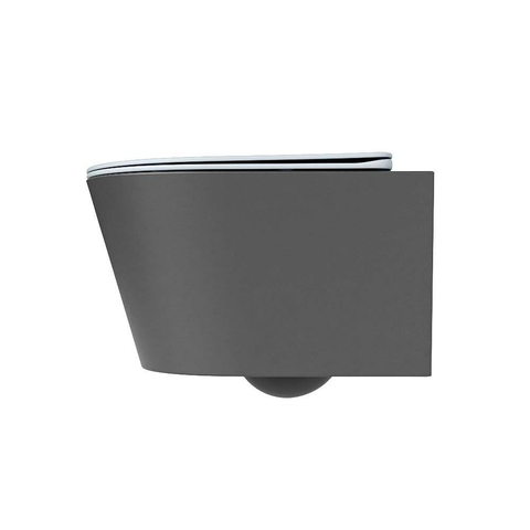 Mondiaz LAVIE hangtoilet – spoelrandloos – 36 x 53 cm – met softclose zitting – Dark grey (grijs), zitting Clay (lichtblauw/grijs) SW1208585
