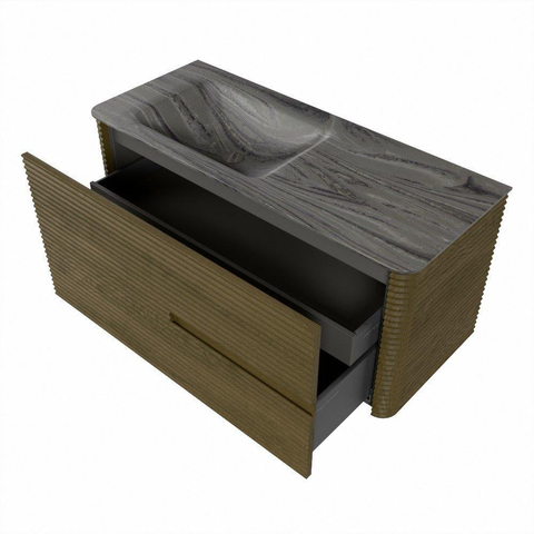 Mondiaz CIRO-DLUX Ensemble de meubles de salle de bains - 110x45x50cm - Lavabo solid surface Sombra - 1 vasque à gauche - 1 trou de robinet - 2 tiroirs - Dusk SW1533383