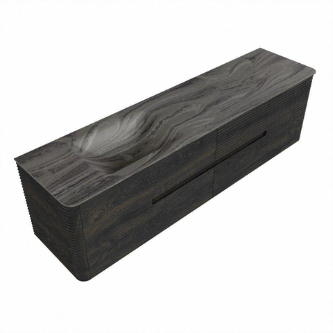 Mondiaz CIRO-DLUX Ensemble de meubles de salle de bains - 180x45x50cm - Vasque en solid surface Sombra - 1 bassin à gauche - sans trous de robinet - 4 tiroirs - Shadow SW1532792