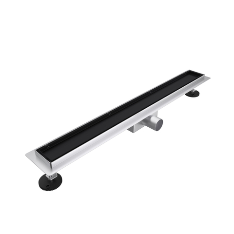 FugaFlow Eccelente Caniveau de douche à grille - 80cm - grille à carreaux - bride de sol - noir mat SW1467970