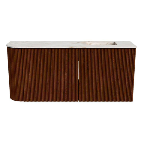 Mondiaz JOYA-DLUX 91.6cm toiletmeubel - ronding links kleur Ruby - Wastafel FAYE positie Rechts 1 kraangat kleur Frappe. SW1423482
