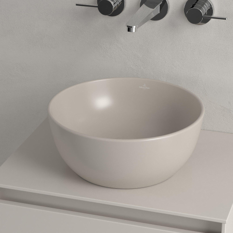 Villeroy & Boch Artis opzetwastafel - 32.5cm rond - zonder kraangat CeramicPlus - almond (beige) SW1386877