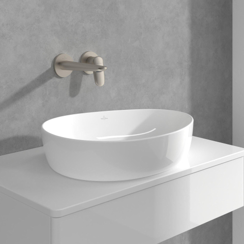 Villeroy & Boch Antao 2 gats - eengreeps wastafelmengkraan - wandmontage - Brushed Nickel (rvs) SW974179