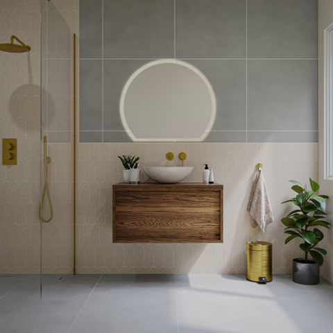 Saniclass Holz Frame Meuble de salle de bains - 80x45x40cm - 1 tiroir - plan de toilette - Noyer pure SW1436767