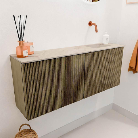 Mondiaz JOYA-DLUX 100cm toiletmeubel - kleur Dusk - Wastafel FAYE positie Rechts Zonder kraangat kleur Frappe. SW1423084