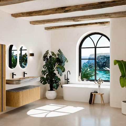 MONDIAZ THOR-DLUX 130cm badmeubel ronding links + rechts kleur Oak met 1 lade en 2 deuren. Vrijhangende wastafel CLOUD Dubbel 2 kraangaten kleur Sombra. SW1464044