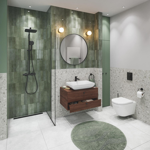 Grohe Vitalio Comfort 250 QuickFix Regendoucheset - 25cm - hoofddouche - vierkante handdouche - 2 straalsoorten - met douchethermostaat - matte black (mat zwart) SW1126675