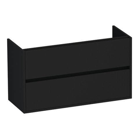 BRAUER Adore meuble sous-lavabo peu profond - 100x39x55cm - 2 tiroirs softclose - sans poignée - 1 découpe pour siphon - noir mat SW1198403